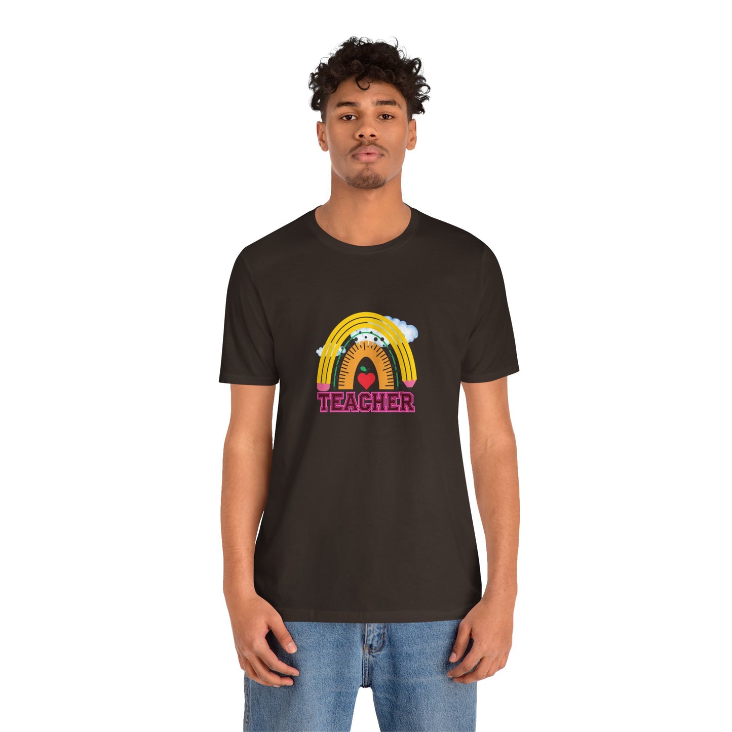 Rainbow Pencil Teacher Graphic T- Shirt