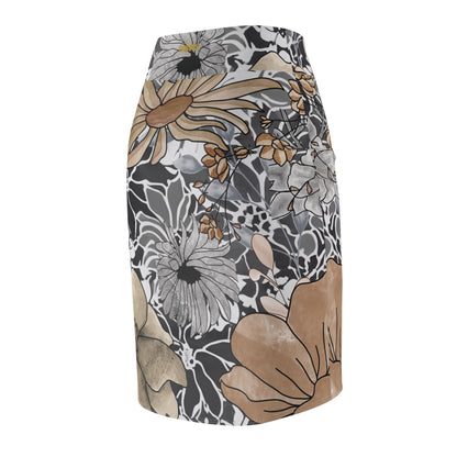 Falda tubo rústica con estampado floral para mujer