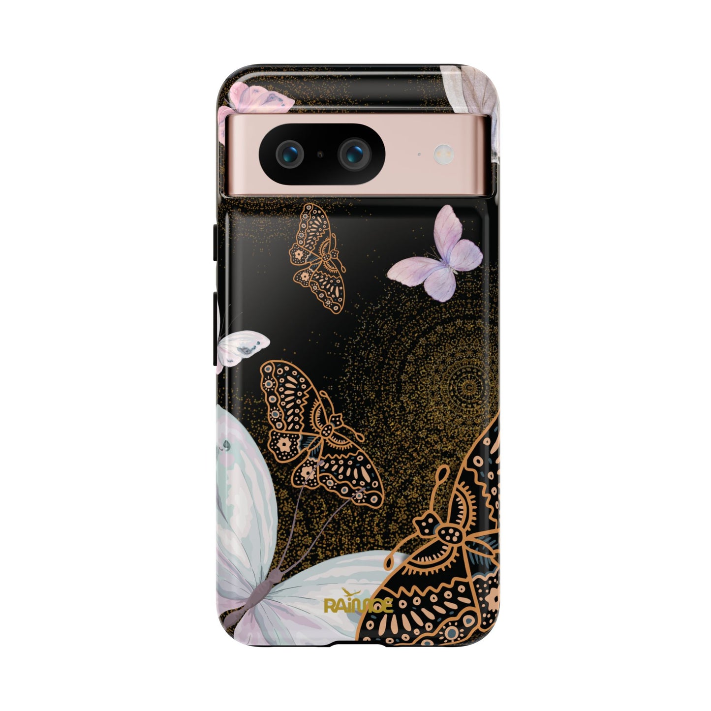 Funda resistente con diseño de mariposa espiral para Google Pixel (brillante)