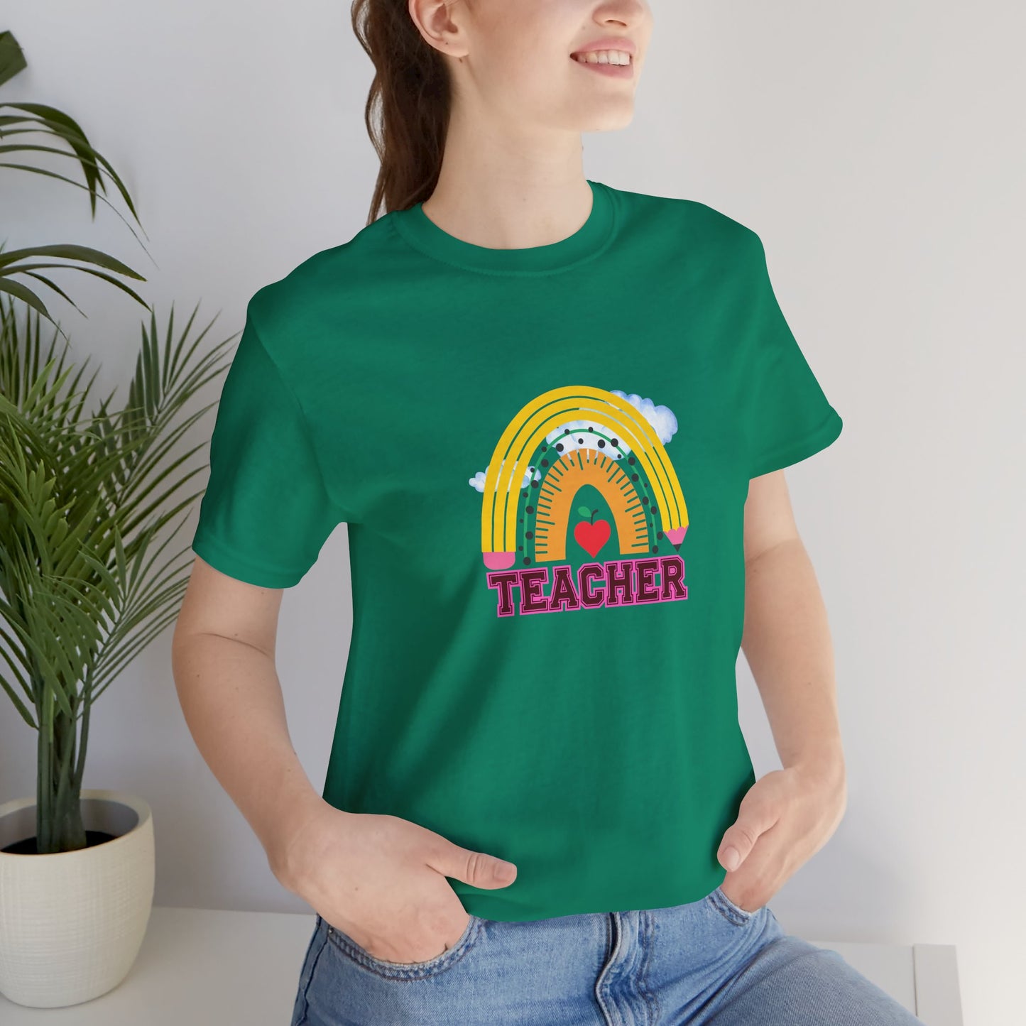 Rainbow Pencil Teacher Graphic T- Shirt