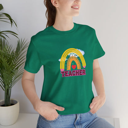 Rainbow Pencil Teacher Graphic T- Shirt