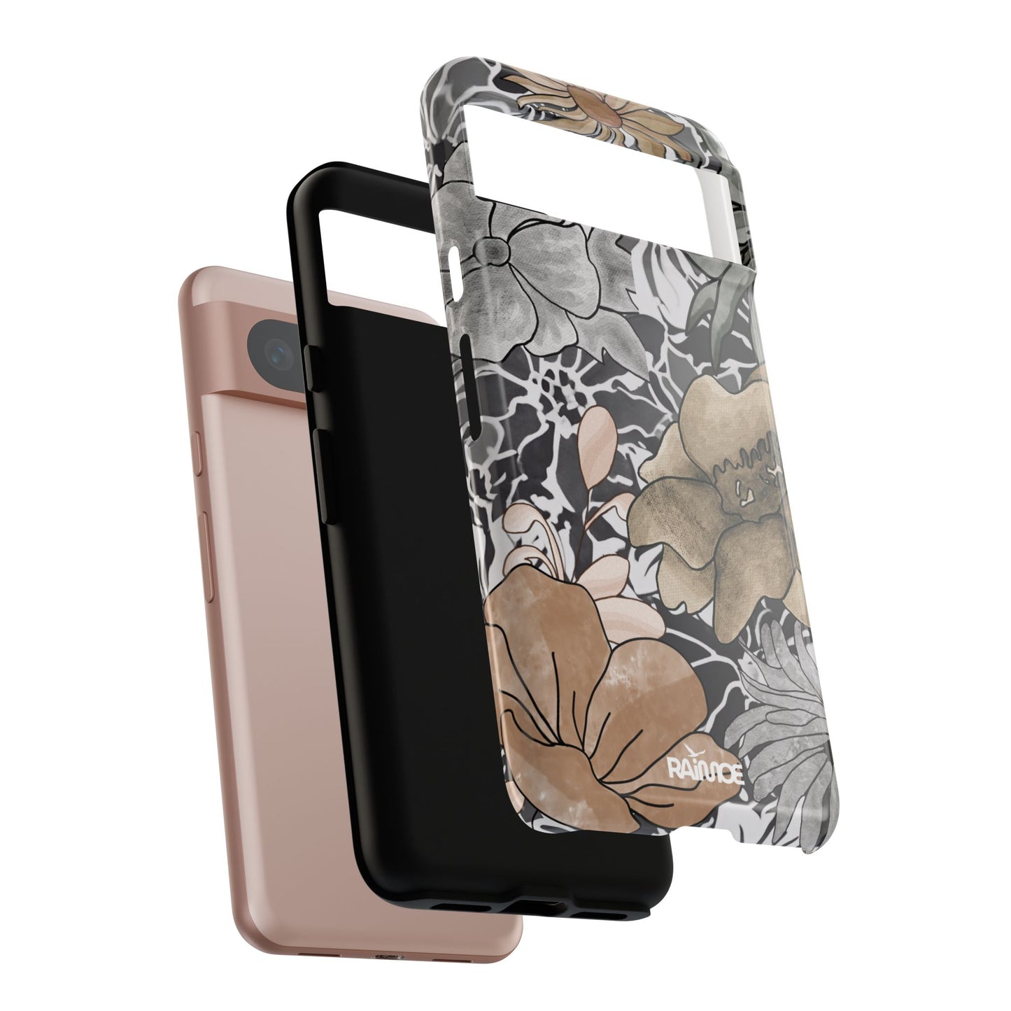 Funda resistente con diseño floral rústico para Google Pixel (brillante)