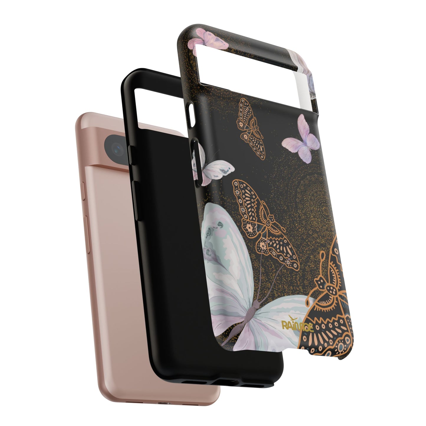 Funda resistente con diseño de mariposa espiral para Google Pixel (mate)