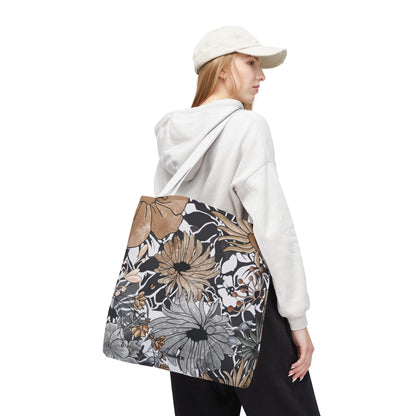 Bolsa de mano rústica con flores