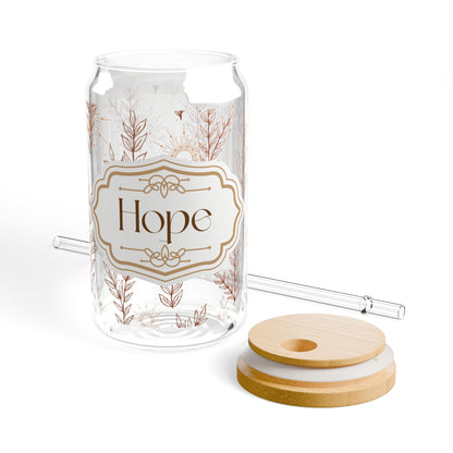 Hope Sipper Glass Cup with Lid - 16oz