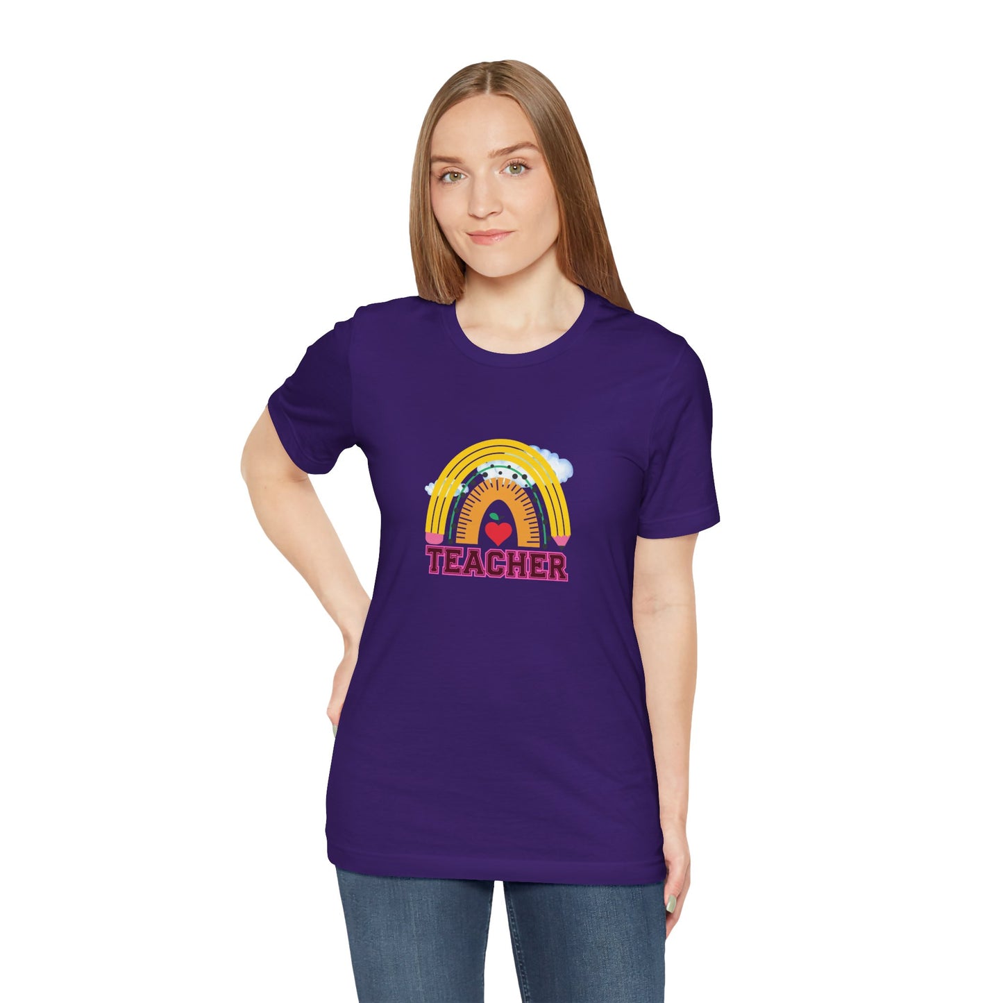Rainbow Pencil Teacher Graphic T- Shirt