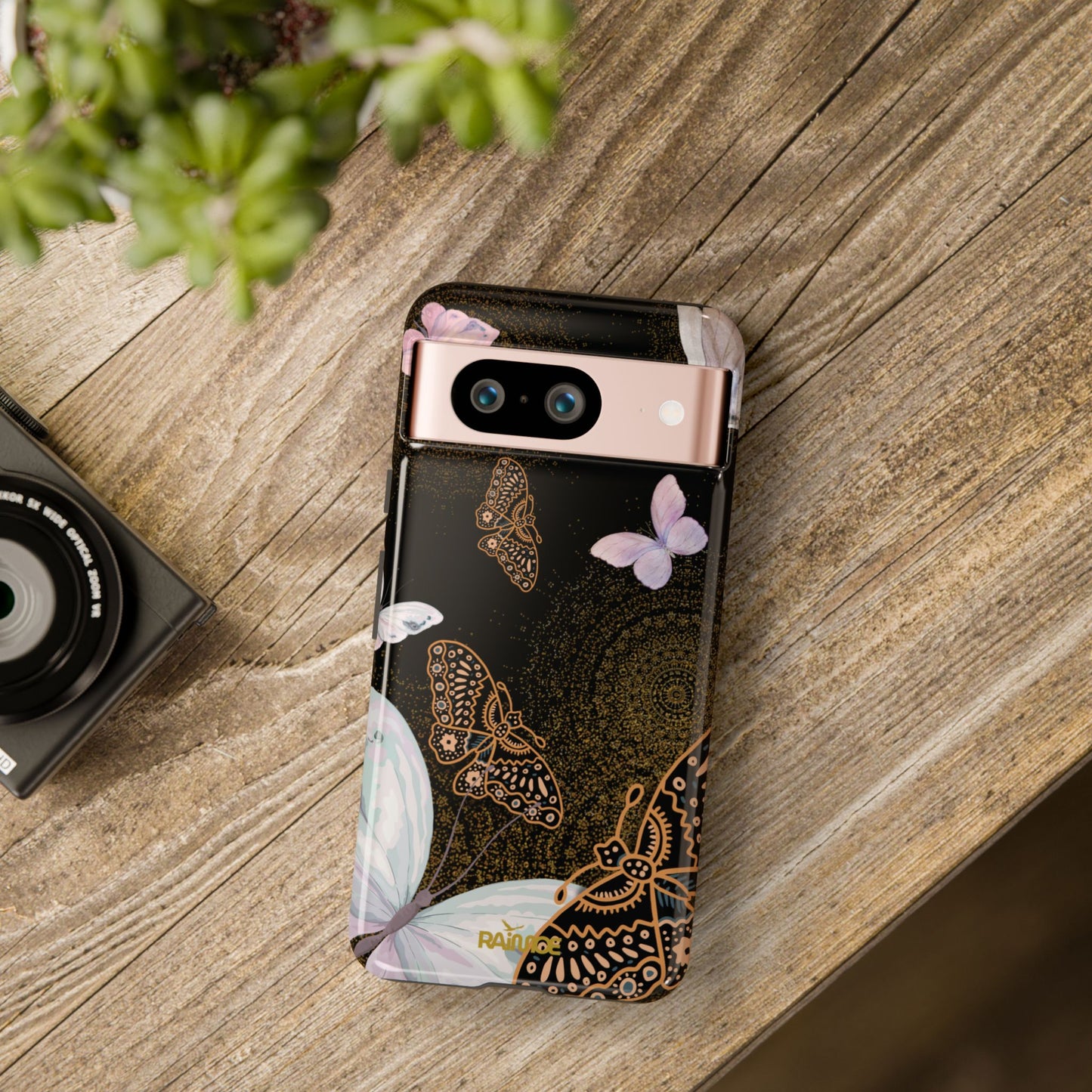 Funda resistente con diseño de mariposa espiral para Google Pixel (brillante)