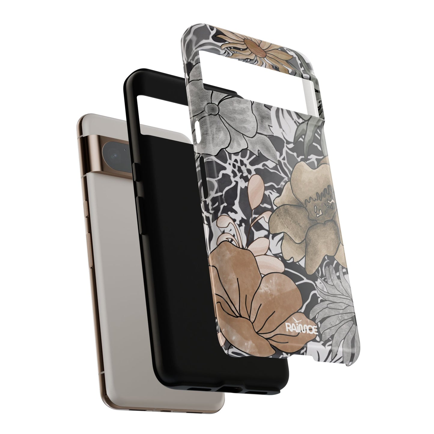 Funda resistente con diseño floral rústico para Google Pixel (brillante)