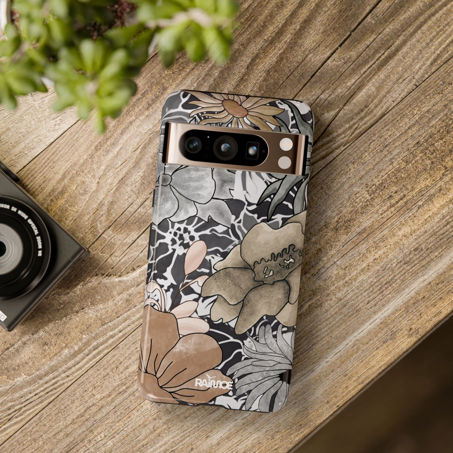 Funda resistente con diseño floral rústico para Google Pixel (brillante)