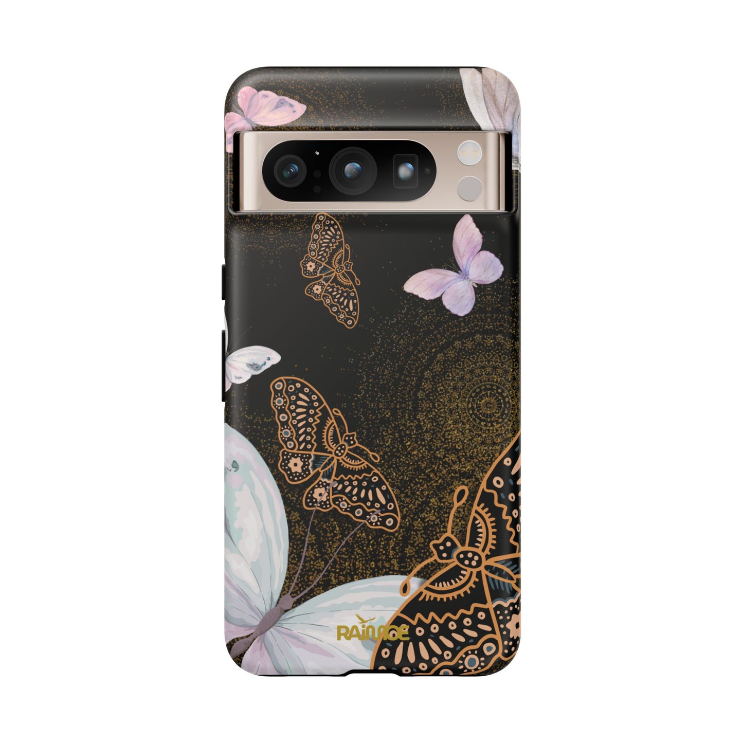 Funda resistente con diseño de mariposa espiral para Google Pixel (mate)