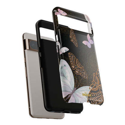 Funda resistente con diseño de mariposa espiral para Google Pixel (brillante)