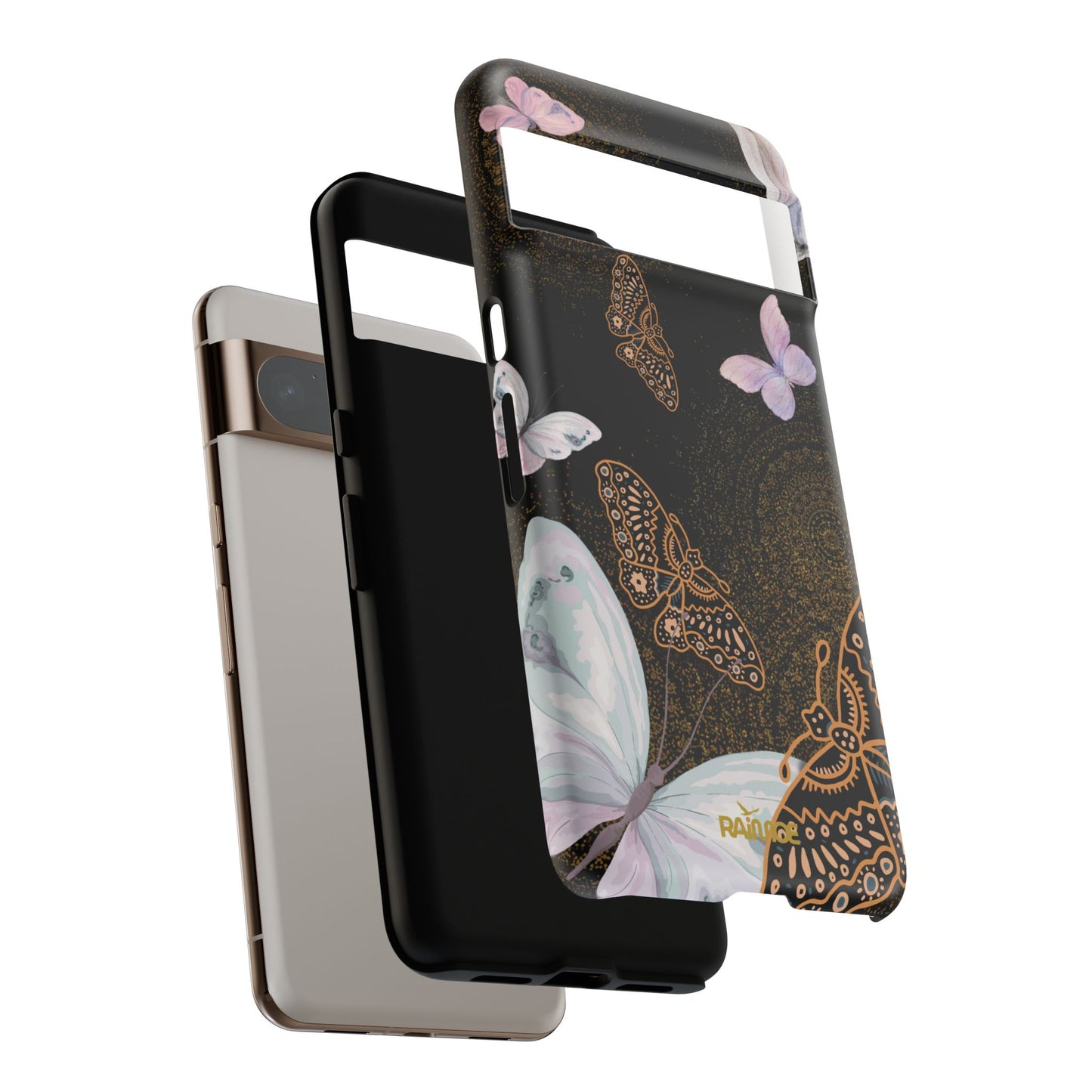 Funda resistente con diseño de mariposa espiral para Google Pixel (mate)