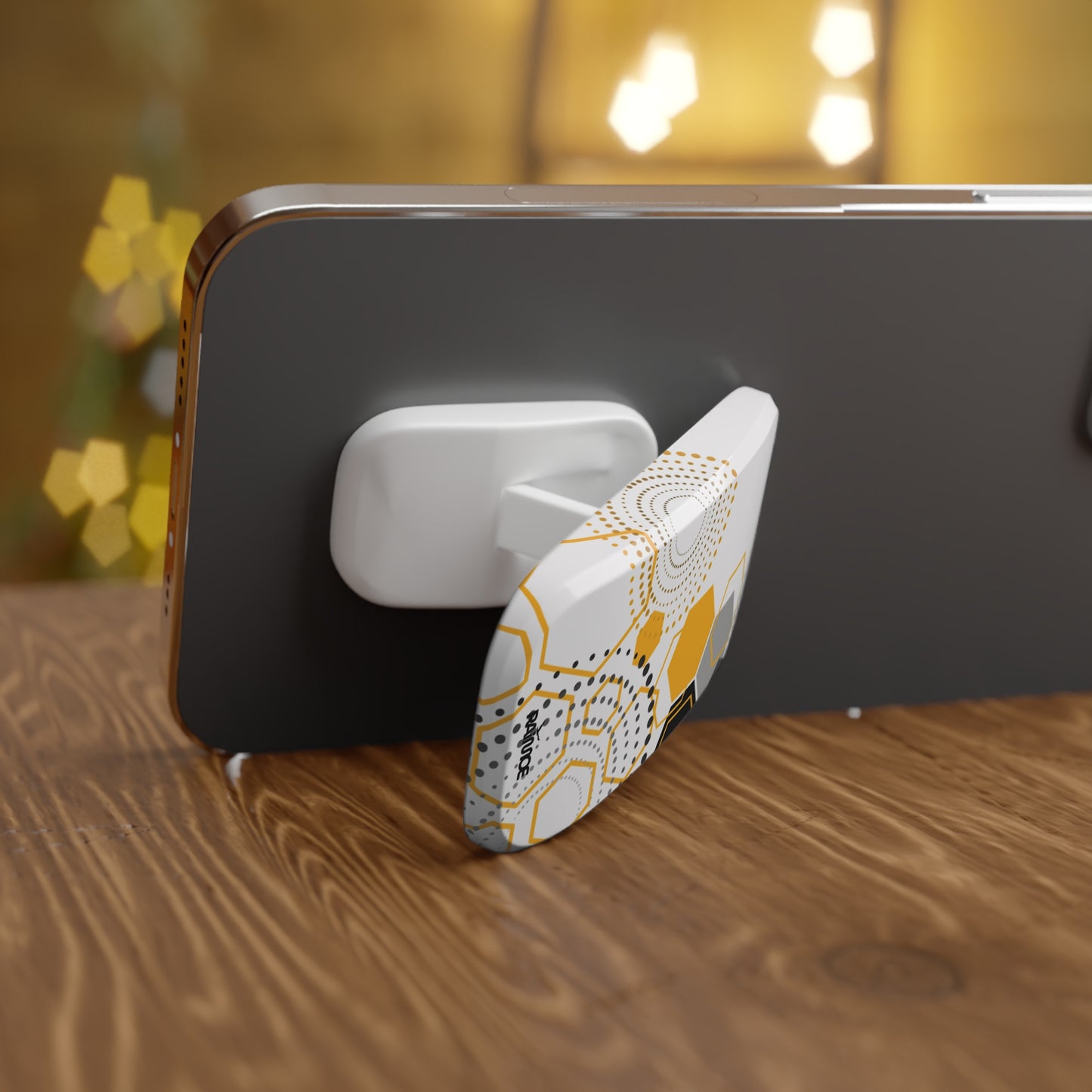 Agarre de clic para teléfono hexagonal blanco
