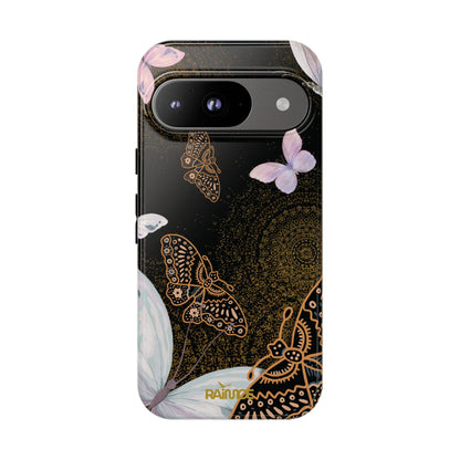 Funda resistente con diseño de mariposa espiral para Google Pixel (brillante)