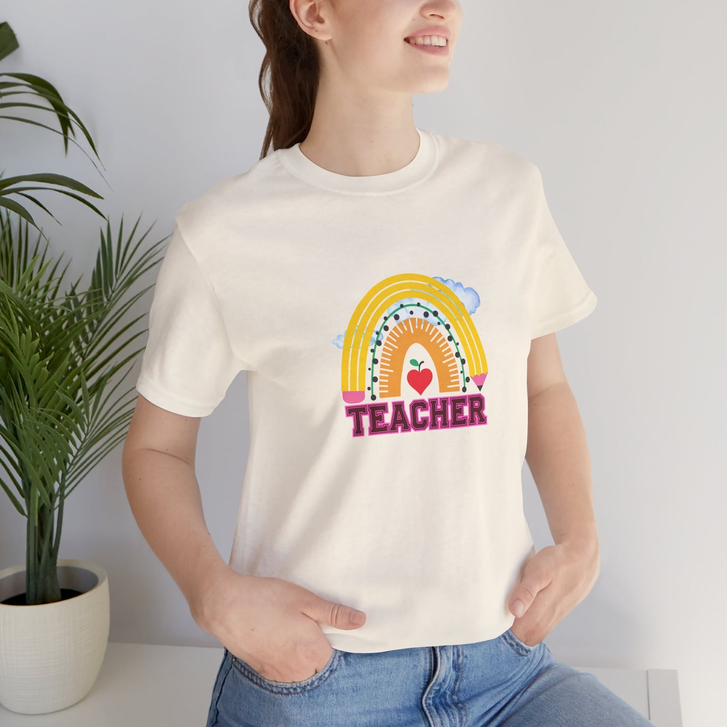 Rainbow Pencil Teacher Graphic T- Shirt