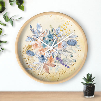 Yellow Gold Spring Floral Wall Clock