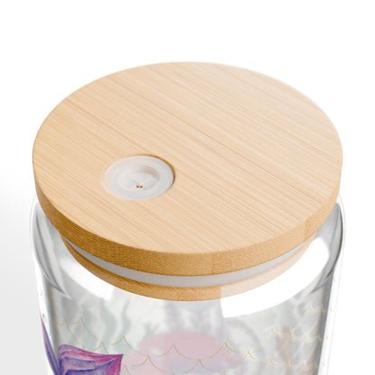 Mermaid Sipper Glass Cup with Lid - 16oz