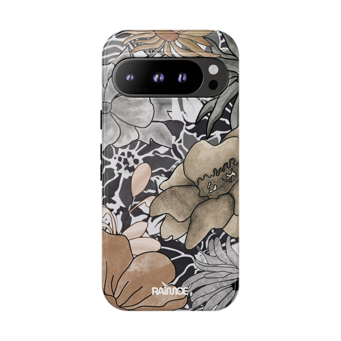 Funda resistente con diseño floral rústico para Google Pixel (brillante)
