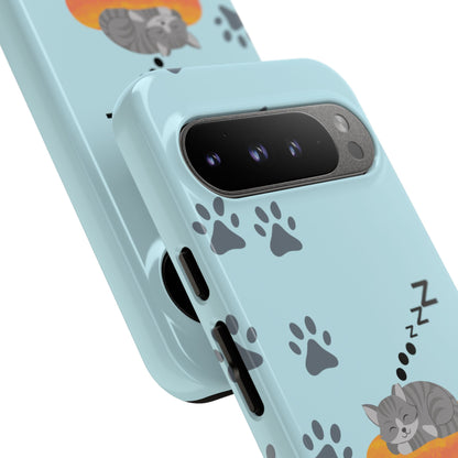 Snoozy Kitty - Funda resistente para Google Pixel (brillante)