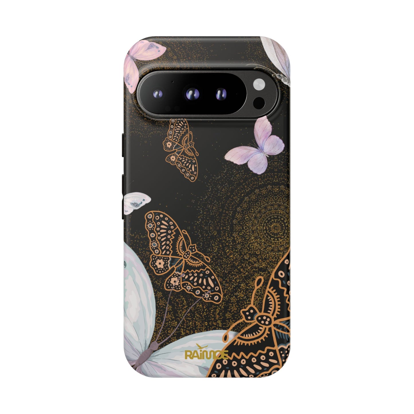 Funda resistente con diseño de mariposa espiral para Google Pixel (mate)