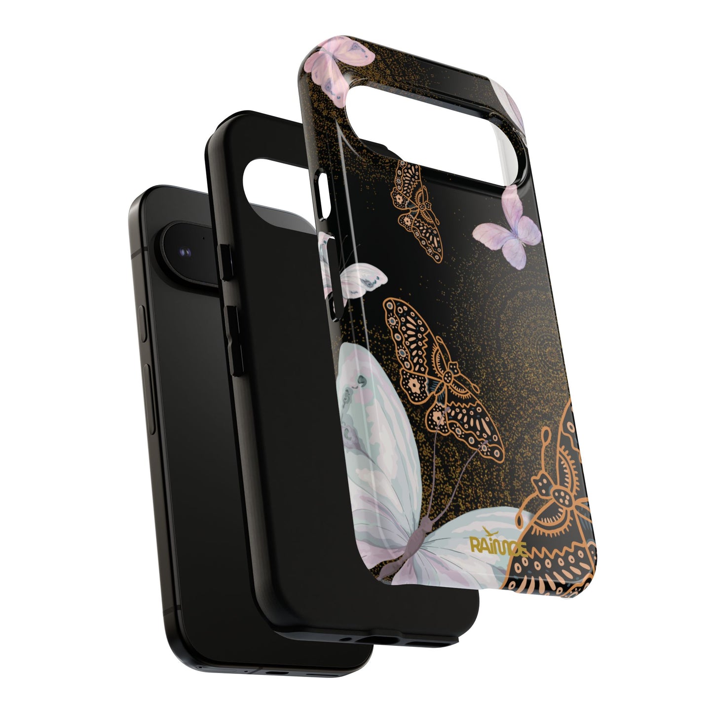 Funda resistente con diseño de mariposa espiral para Google Pixel (brillante)