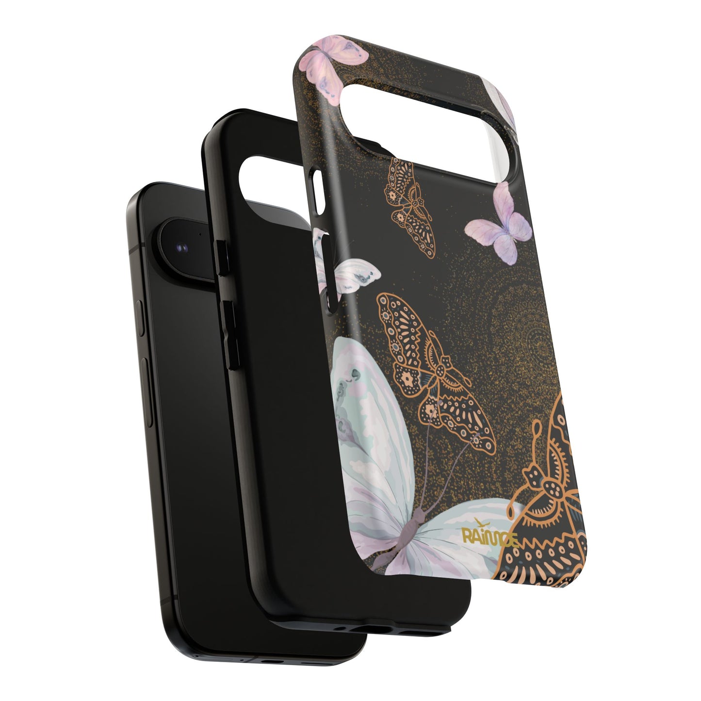 Funda resistente con diseño de mariposa espiral para Google Pixel (mate)