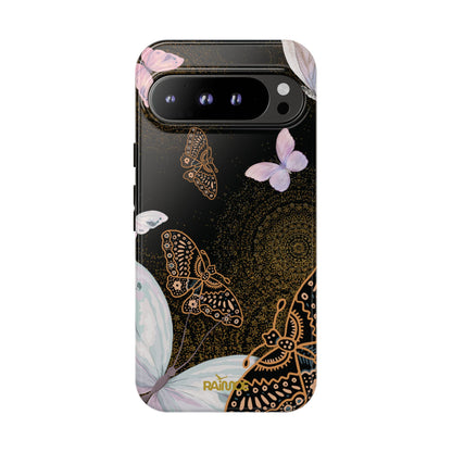 Funda resistente con diseño de mariposa espiral para Google Pixel (brillante)