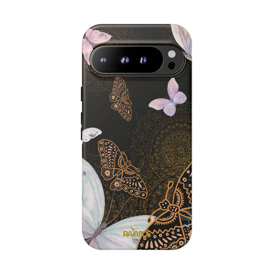 Funda resistente con diseño de mariposa espiral para Google Pixel (mate)