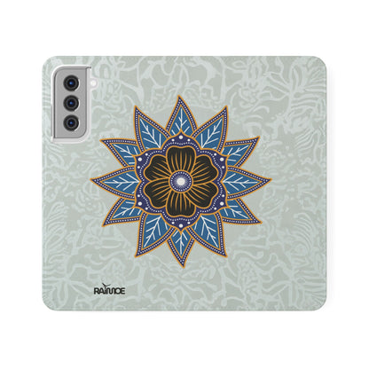 Blue Bloom - Funda con tapa para Samsung Galaxy