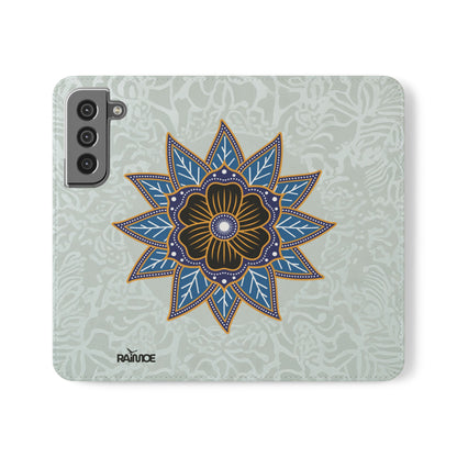 Blue Bloom - Funda con tapa para Samsung Galaxy