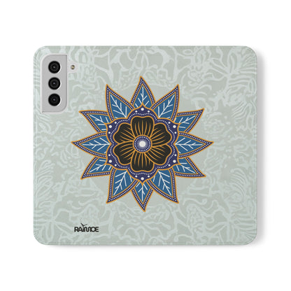 Blue Bloom - Funda con tapa para Samsung Galaxy