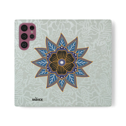 Blue Bloom - Funda con tapa para Samsung Galaxy