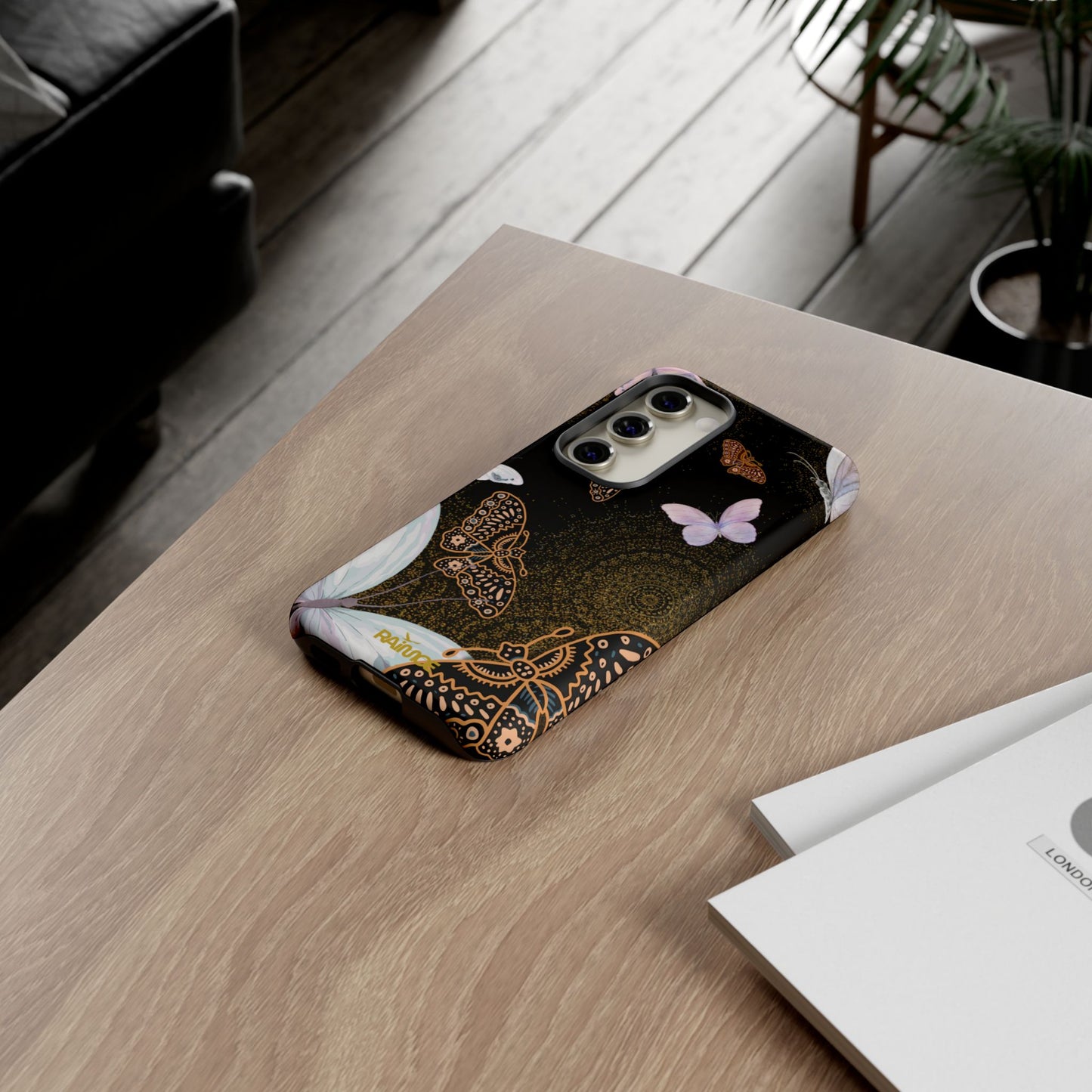 Funda resistente para Samsung Galaxy (mate) con diseño de mariposa espiral
