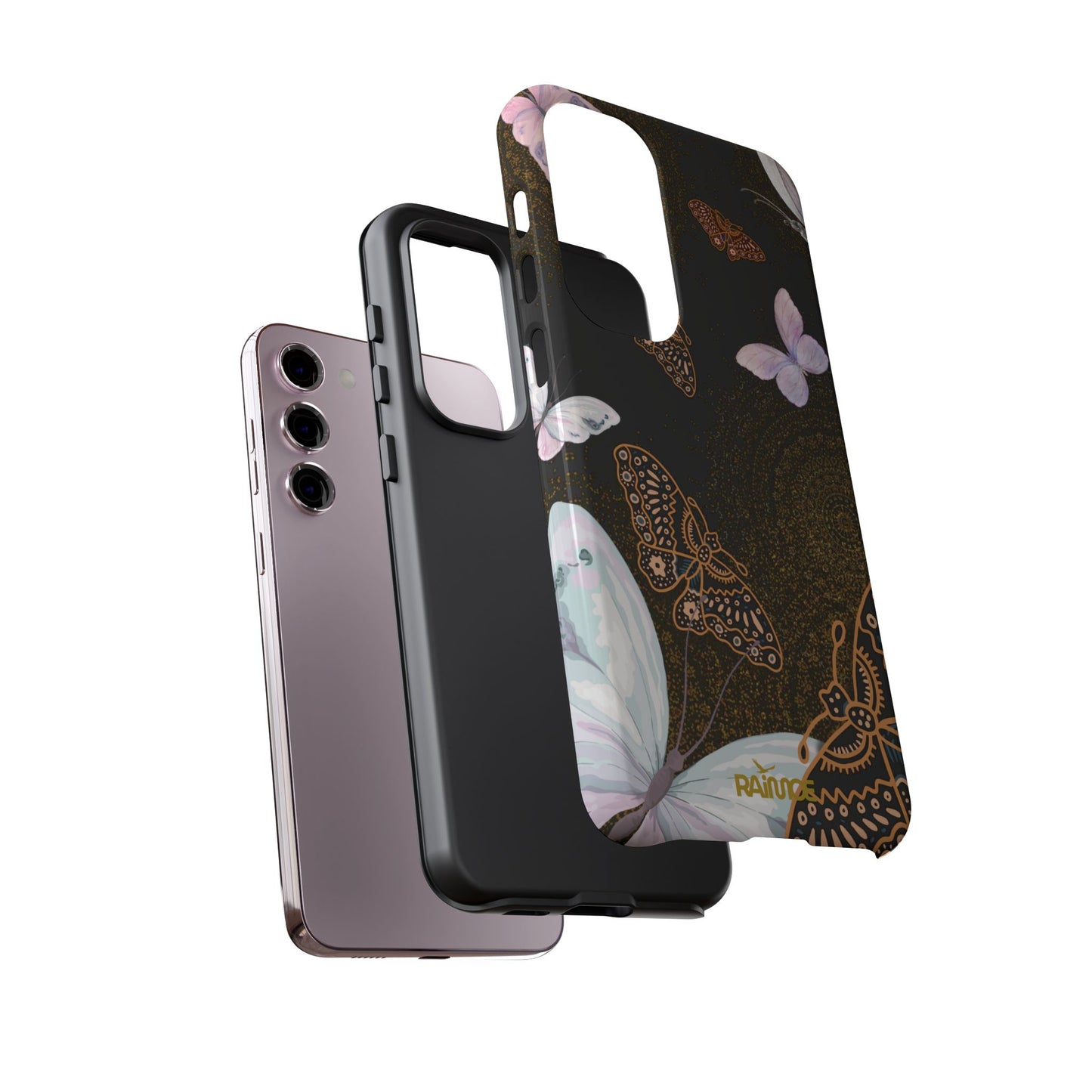 Funda resistente con diseño de mariposa espiral para Samsung Galaxy (brillante)