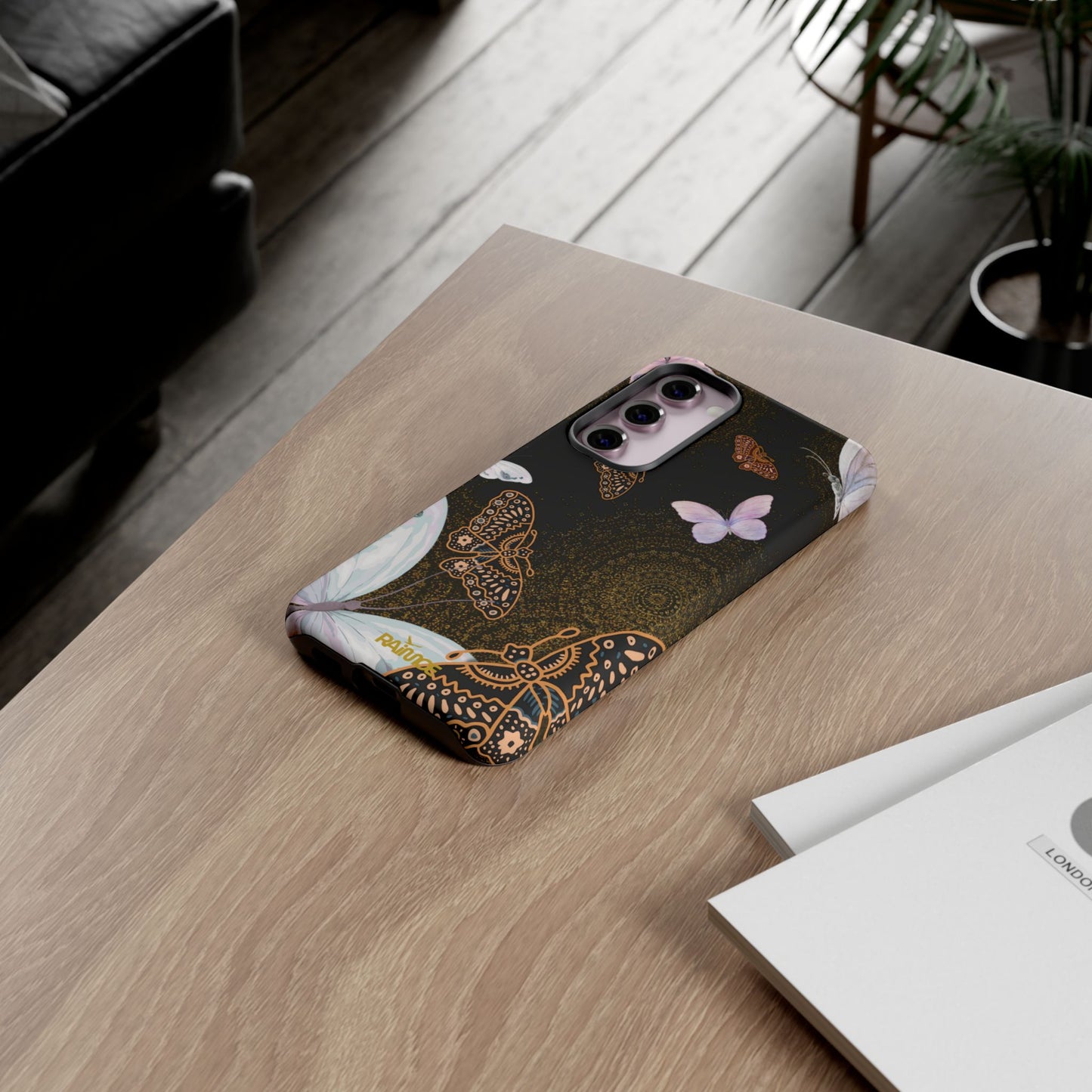 Funda resistente para Samsung Galaxy (mate) con diseño de mariposa espiral