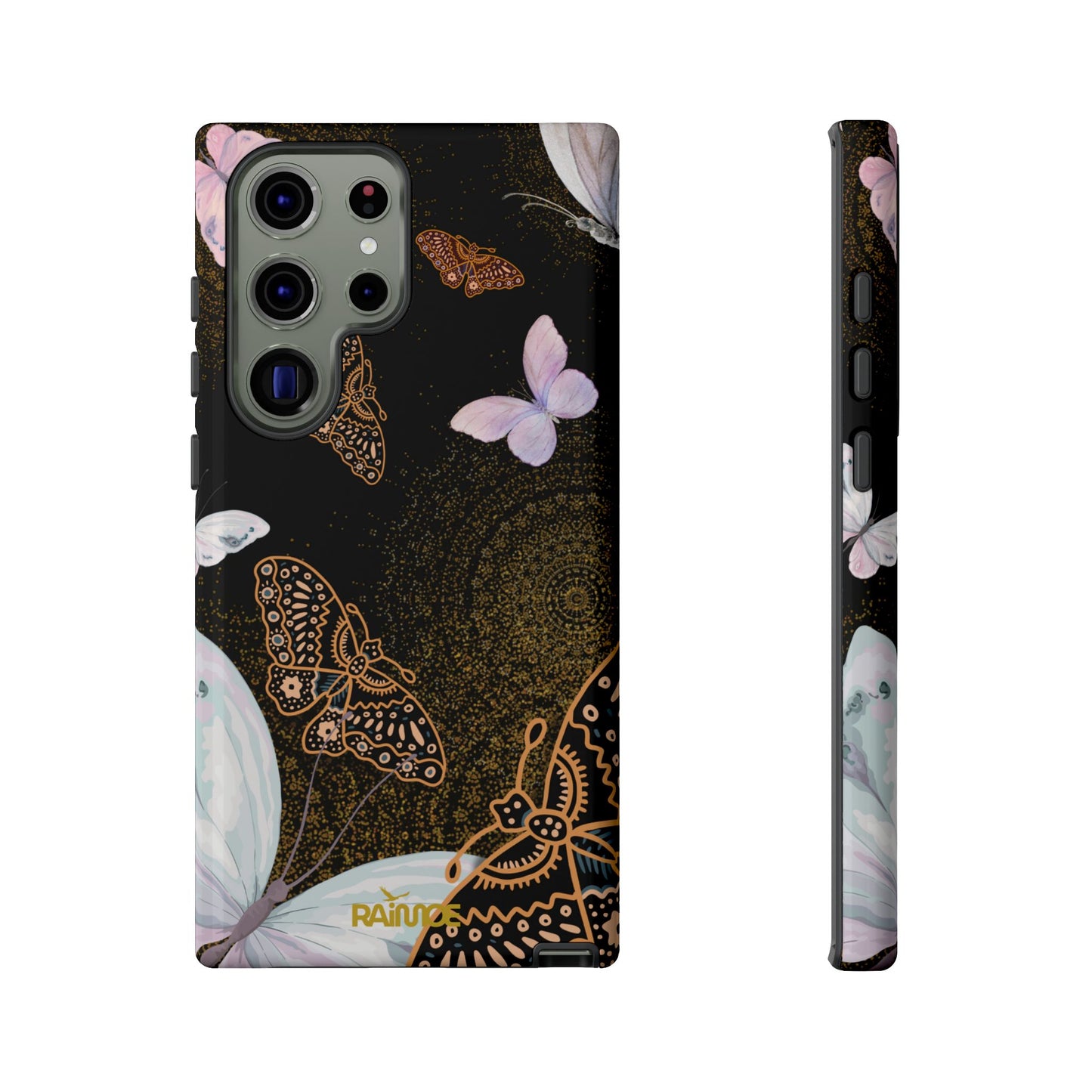 Funda resistente con diseño de mariposa espiral para Samsung Galaxy (brillante)