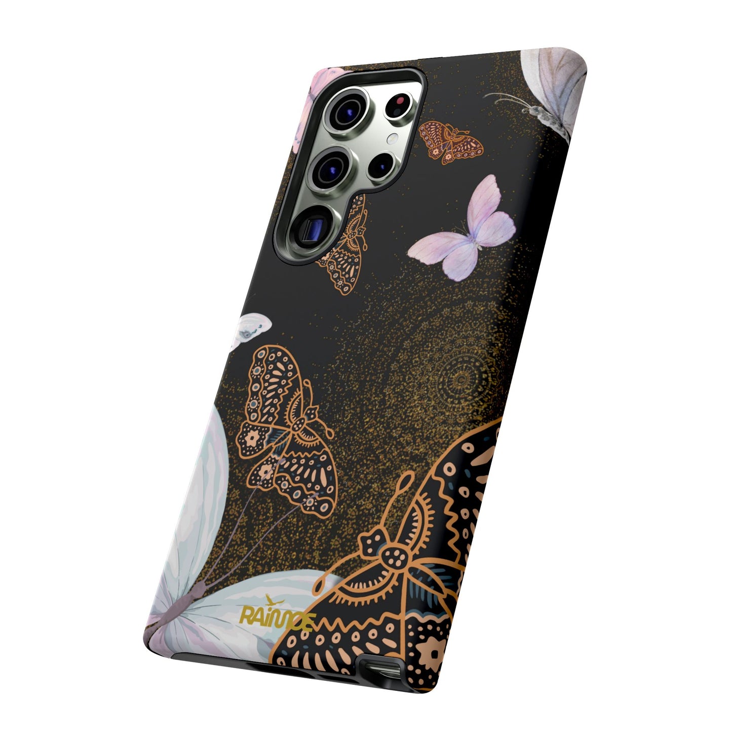 Funda resistente para Samsung Galaxy (mate) con diseño de mariposa espiral