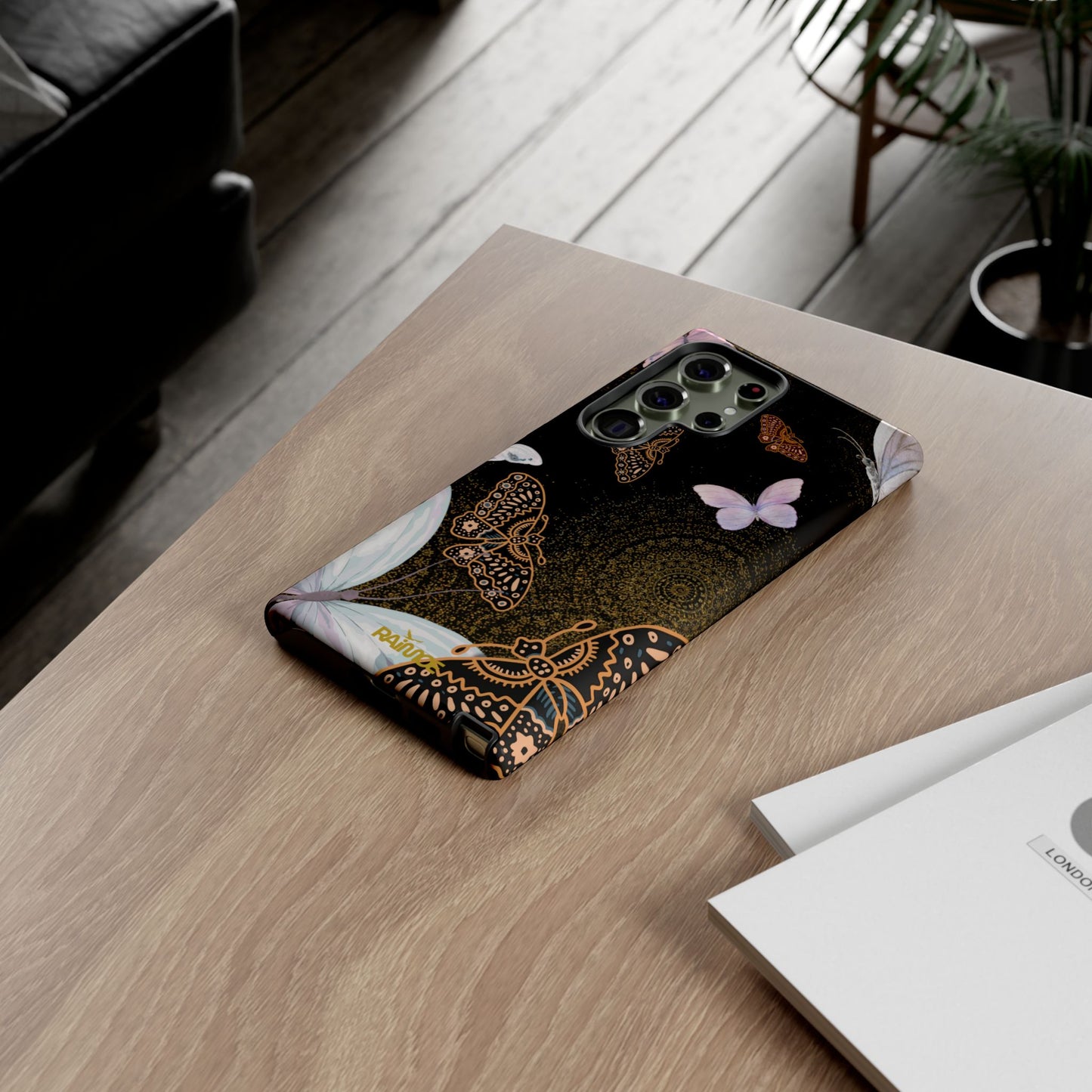 Funda resistente con diseño de mariposa espiral para Samsung Galaxy (brillante)