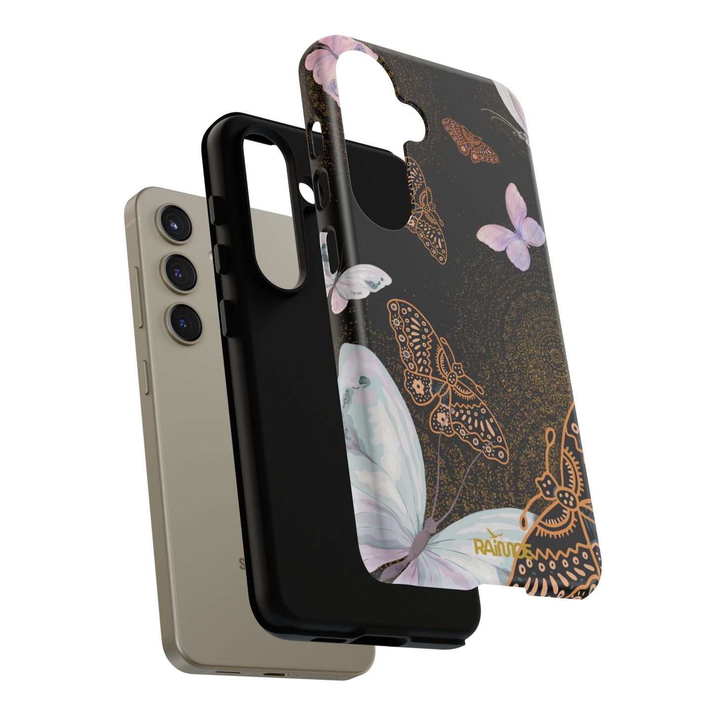 Funda resistente para Samsung Galaxy (mate) con diseño de mariposa espiral