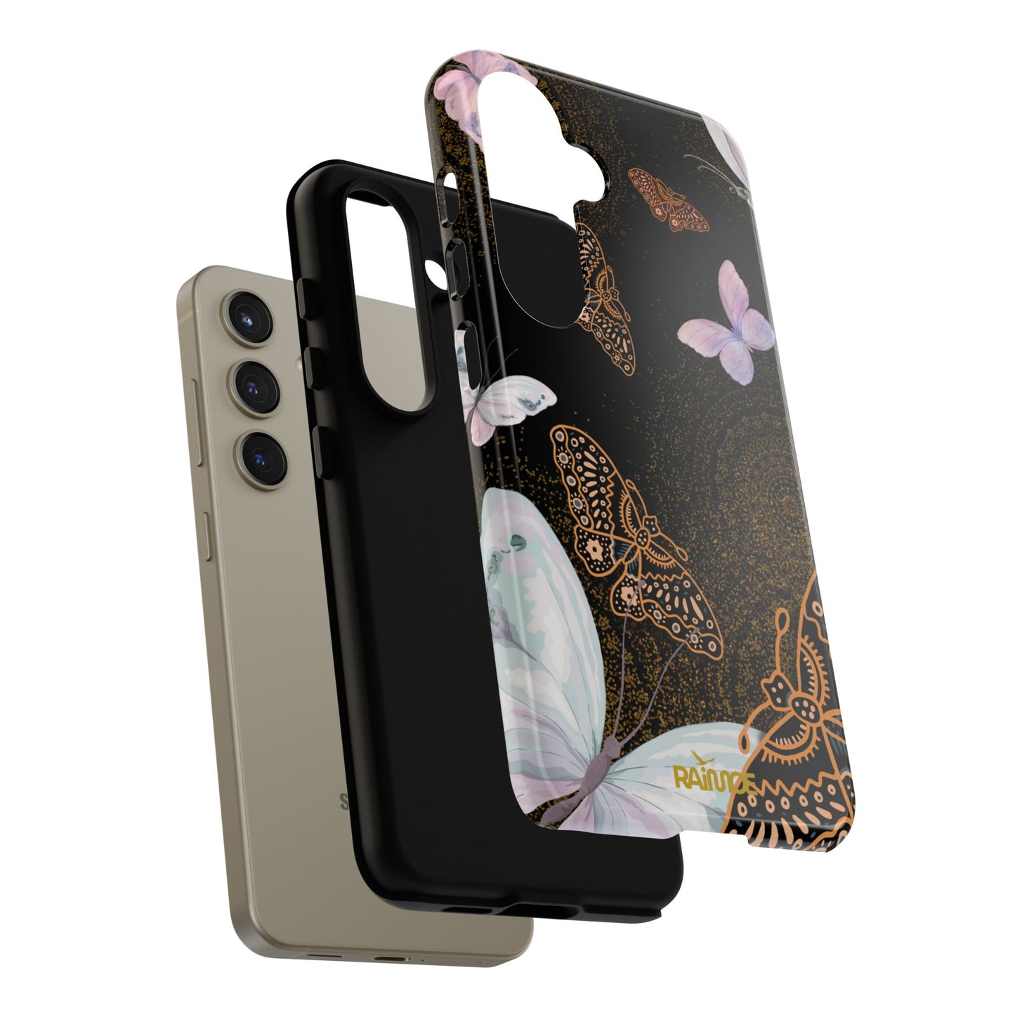 Funda resistente con diseño de mariposa espiral para Samsung Galaxy (brillante)