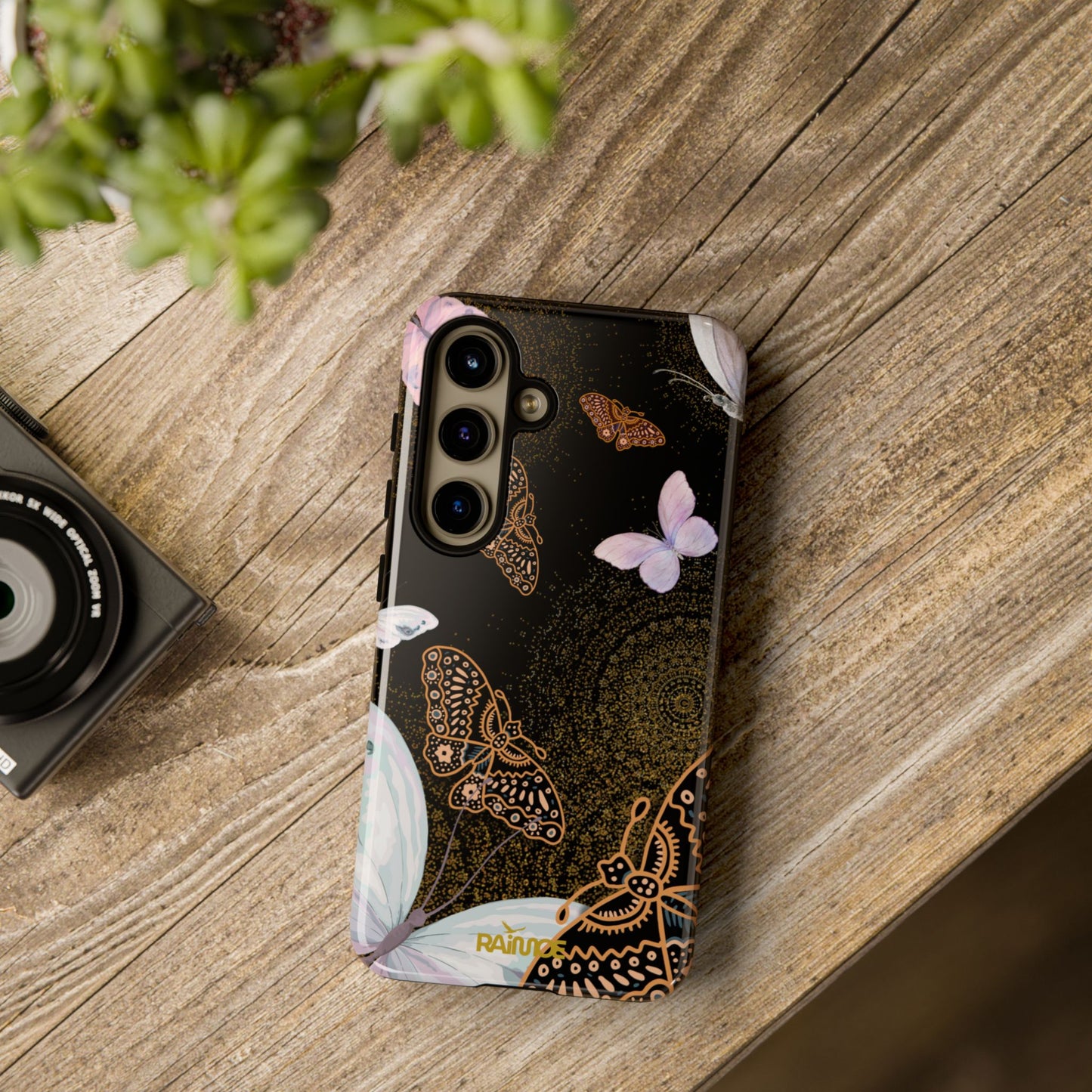 Funda resistente con diseño de mariposa espiral para Samsung Galaxy (brillante)