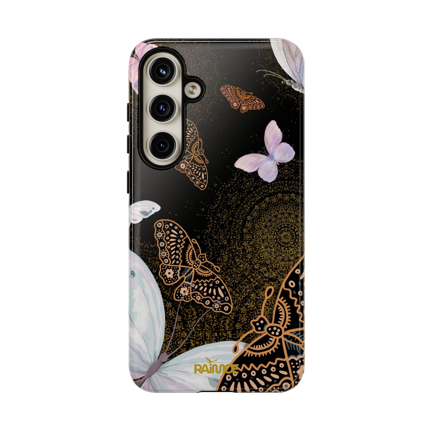 Funda resistente con diseño de mariposa espiral para Samsung Galaxy (brillante)