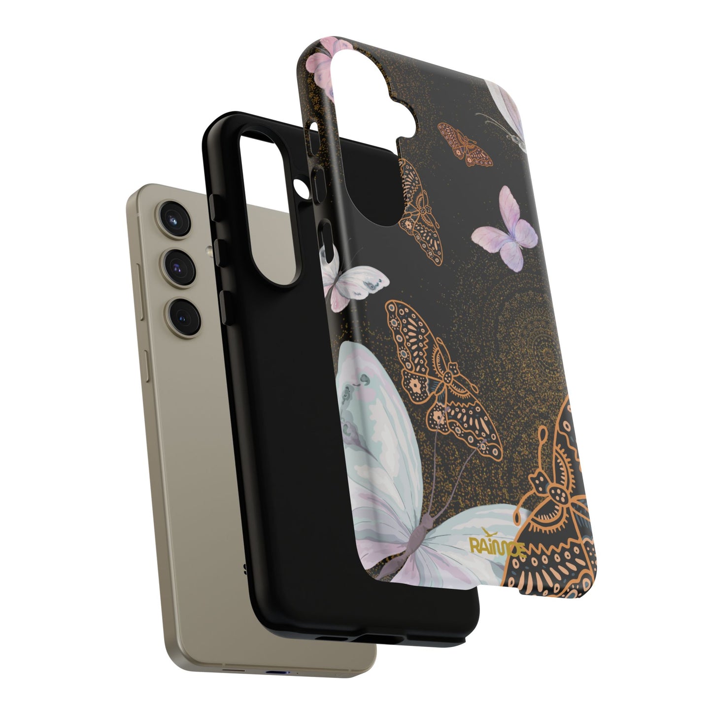 Funda resistente para Samsung Galaxy (mate) con diseño de mariposa espiral