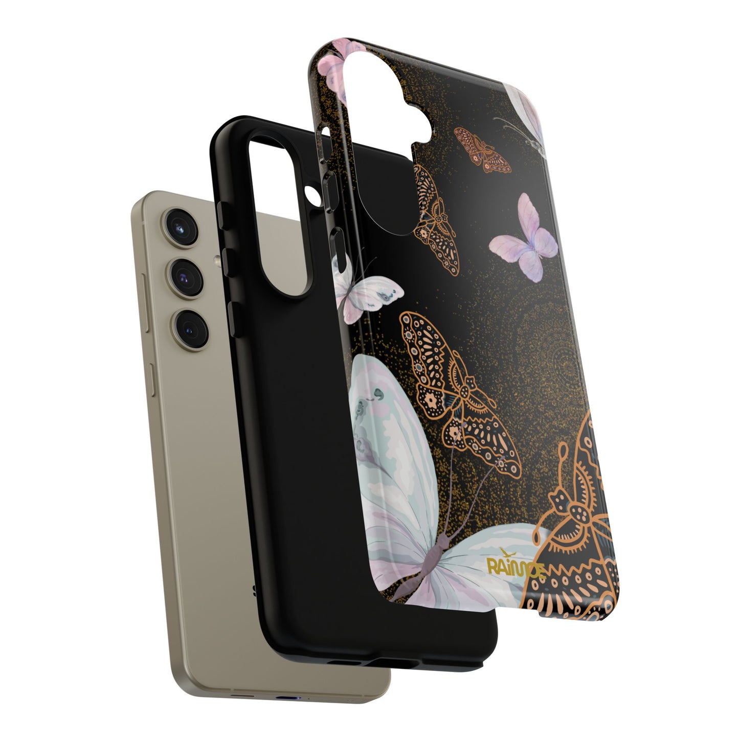 Funda resistente con diseño de mariposa espiral para Samsung Galaxy (brillante)