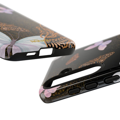 Funda resistente con diseño de mariposa espiral para Samsung Galaxy (brillante)