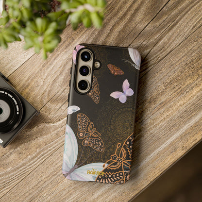 Funda resistente para Samsung Galaxy (mate) con diseño de mariposa espiral
