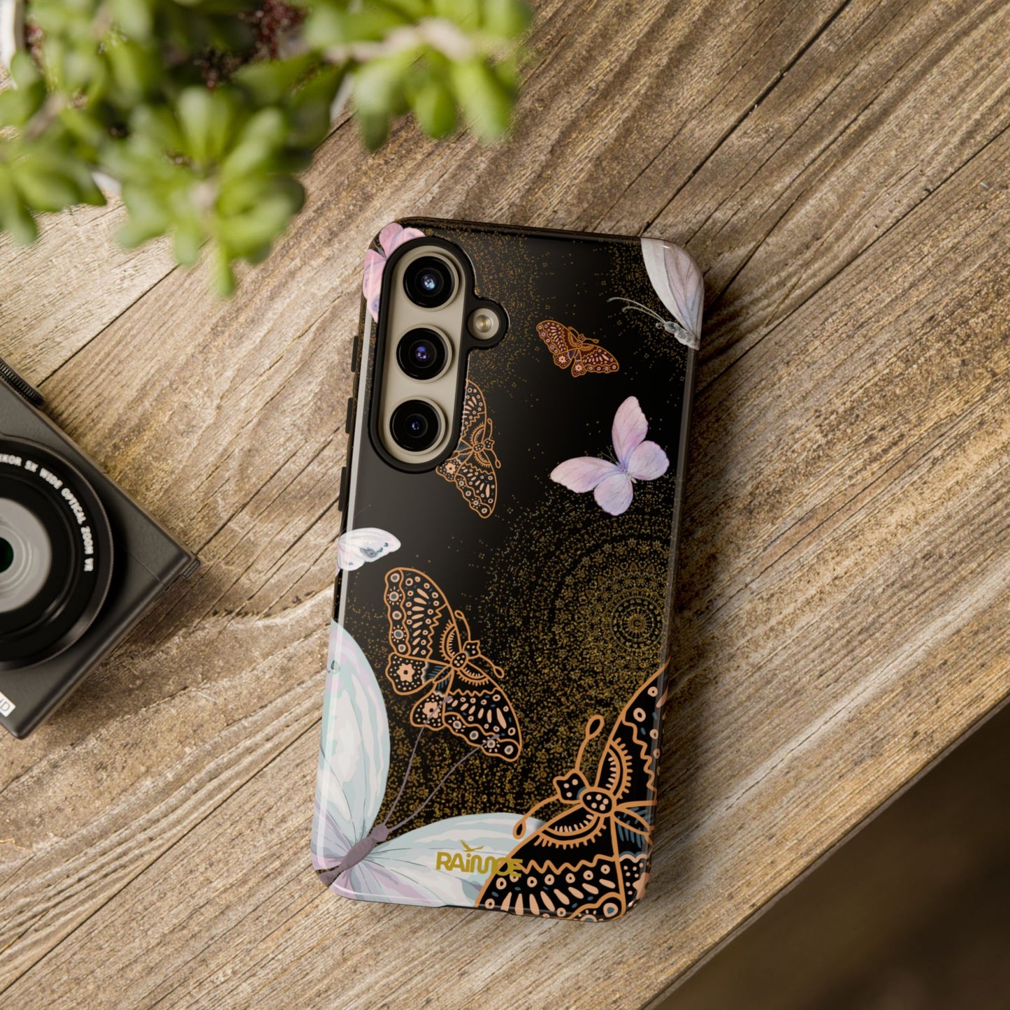 Funda resistente con diseño de mariposa espiral para Samsung Galaxy (brillante)