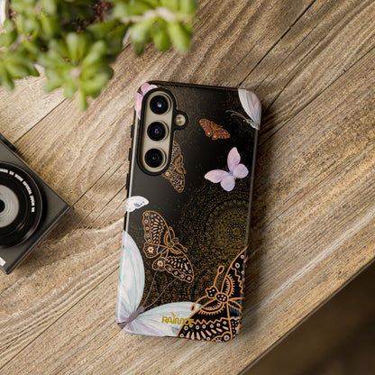 Funda resistente con diseño de mariposa espiral para Samsung Galaxy (brillante)