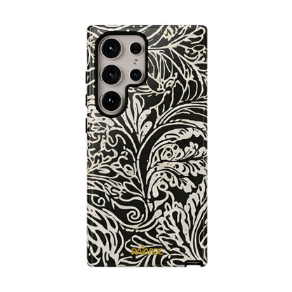 Funda resistente con diseño de hoja y brillo para Samsung Galaxy