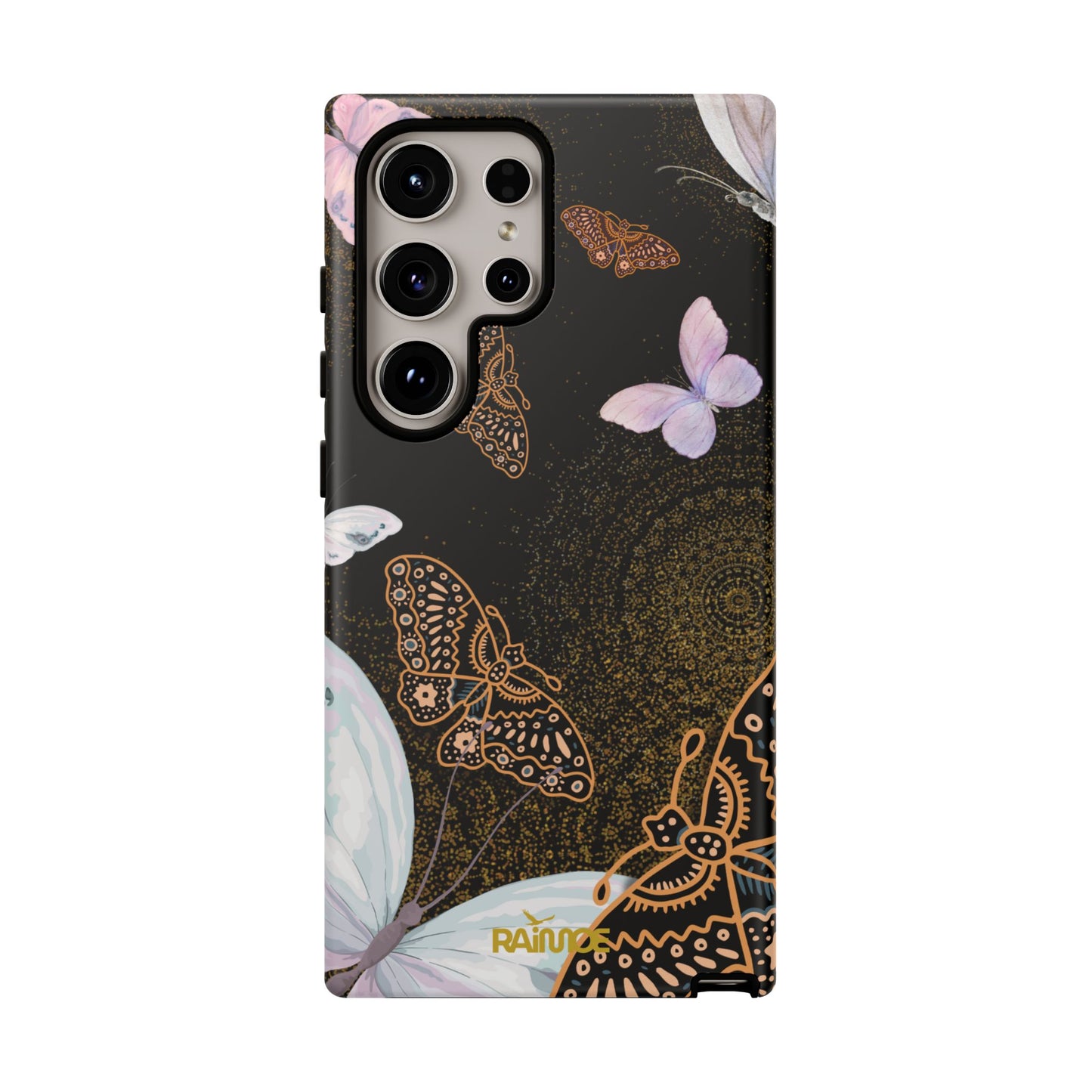 Funda resistente para Samsung Galaxy (mate) con diseño de mariposa espiral